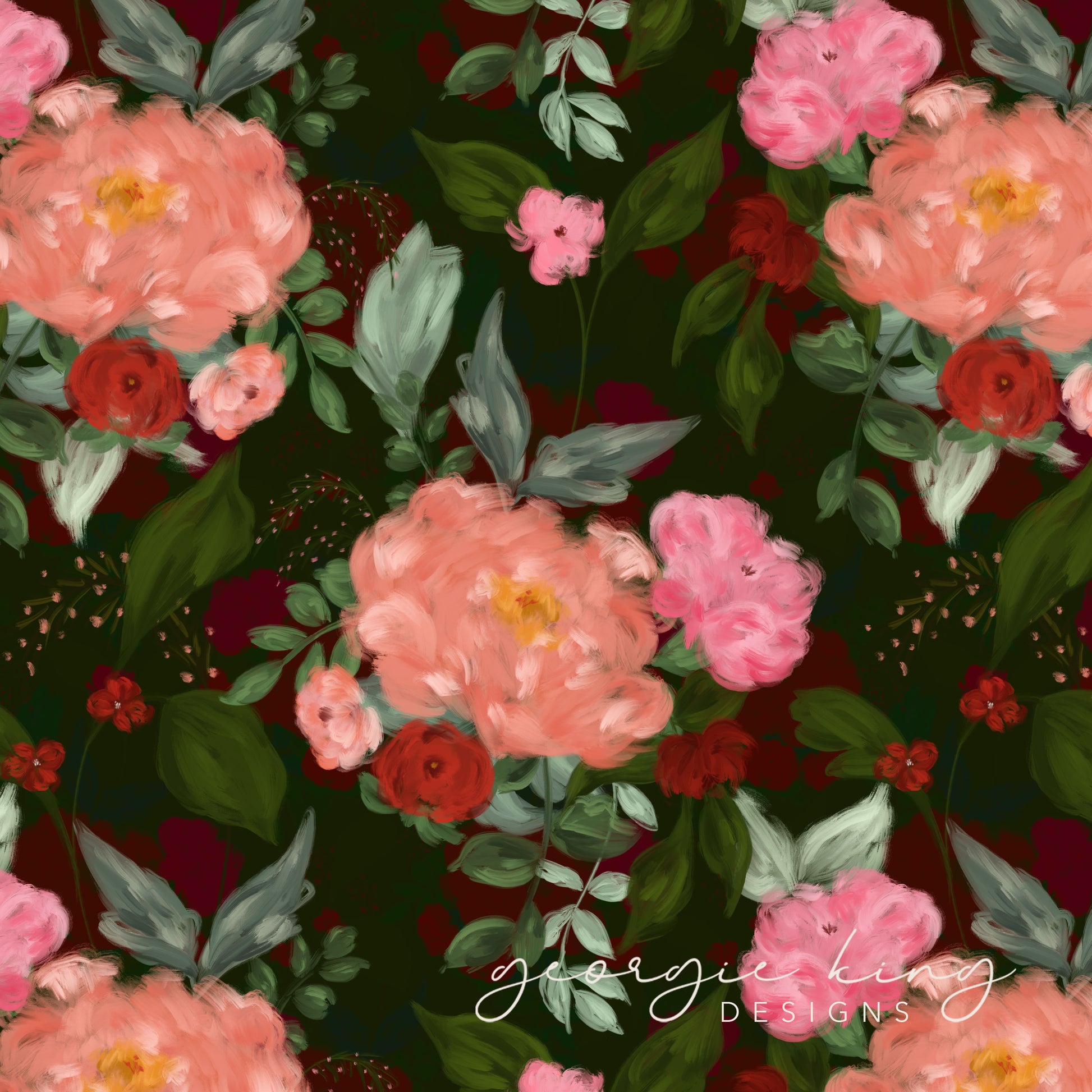 Autumn fall floral repeating pattern