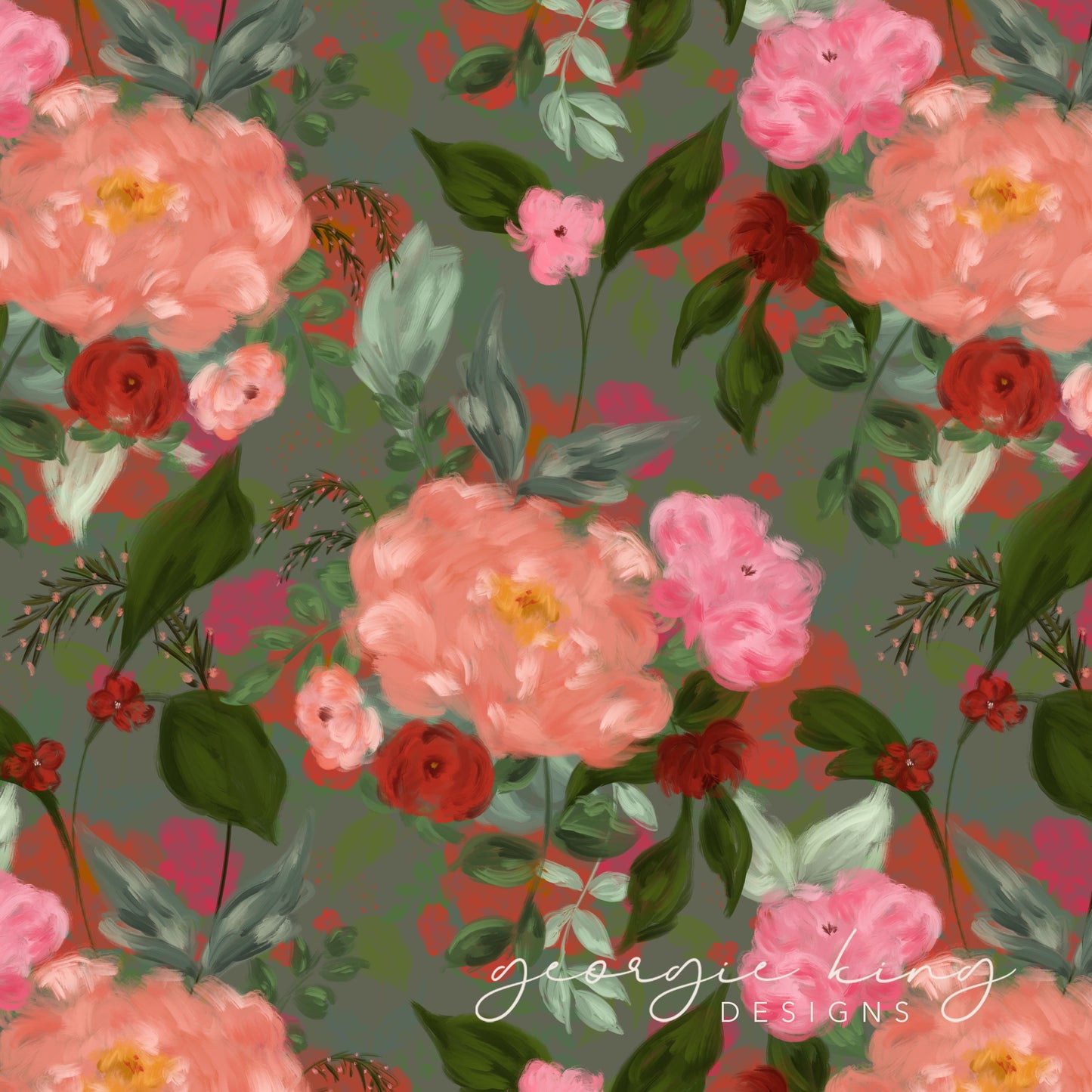 Autumn fall floral repeating pattern