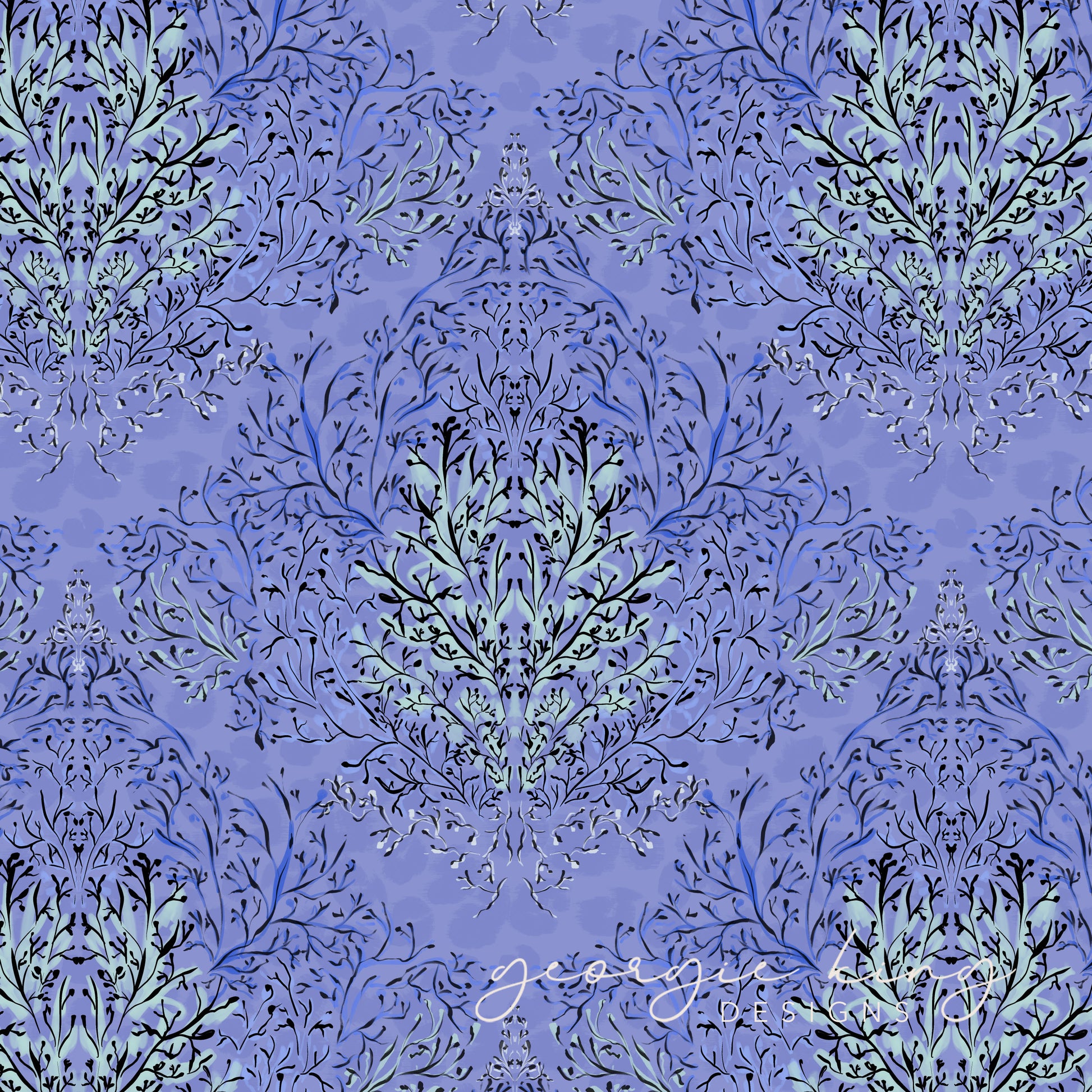 Blue coral surface pattern design tile