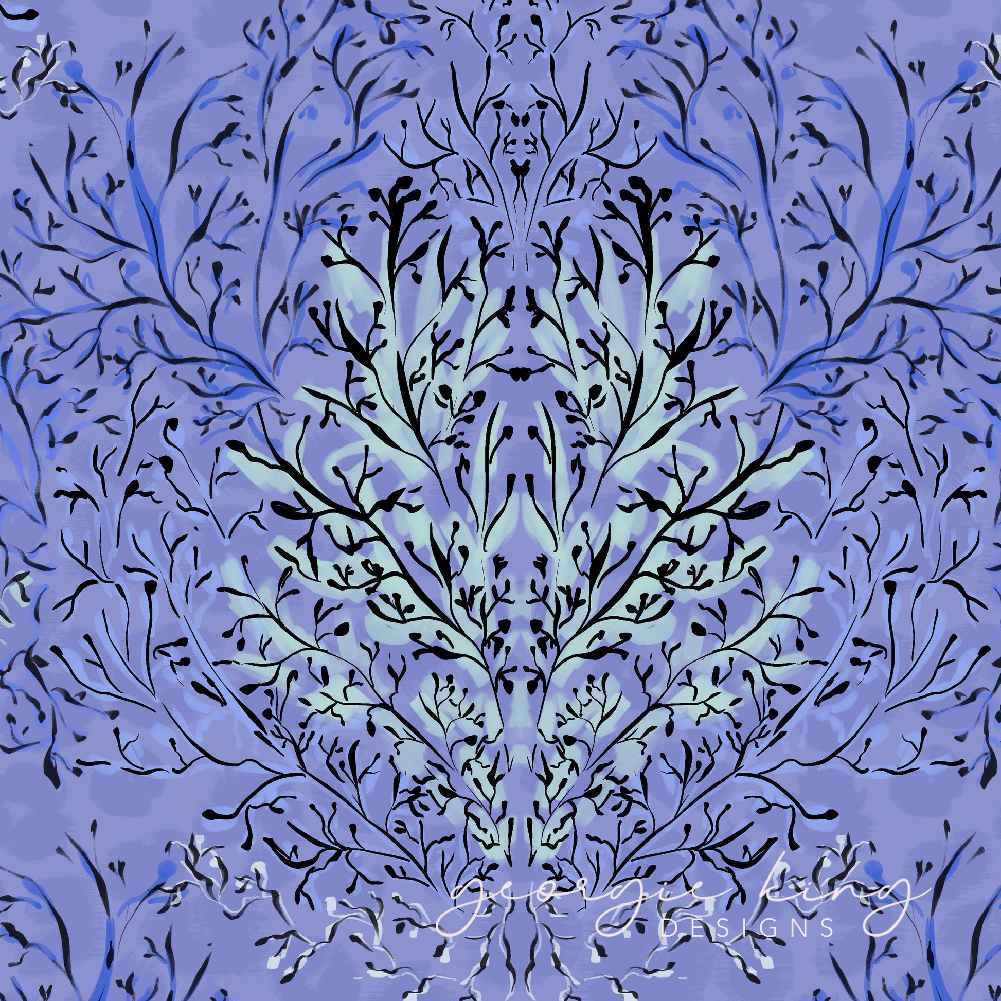 Blue coral surface pattern design tile