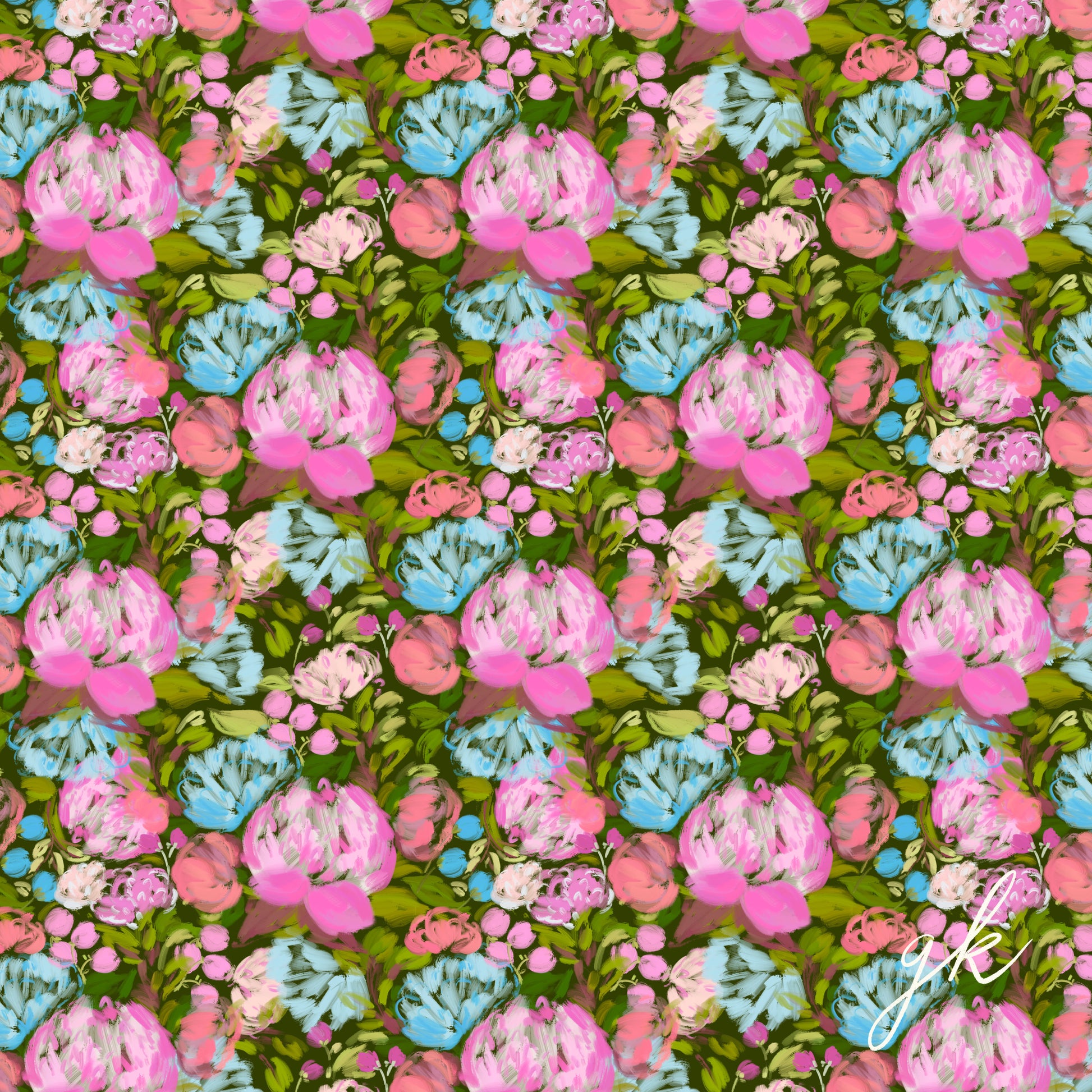 Bright pastel colours painted floral seamless pattern tile