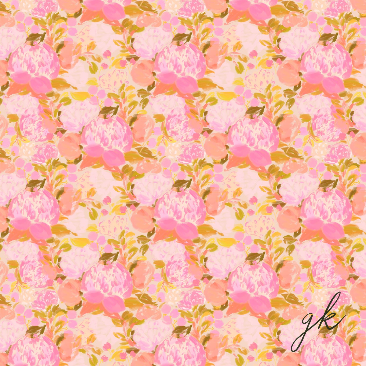 Bright pastel colours painted floral seamless pattern tile